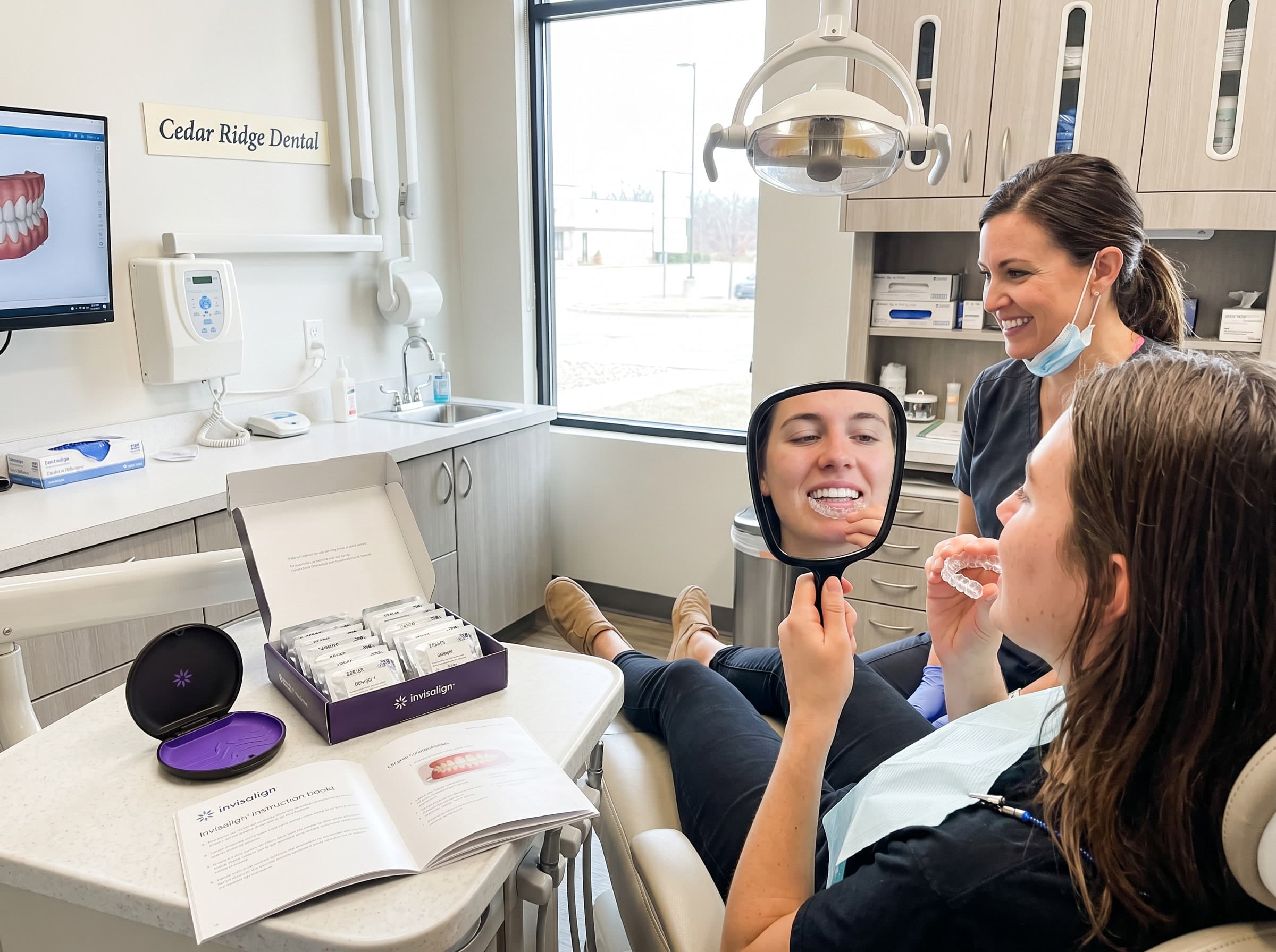 Invisalign aligner fitting