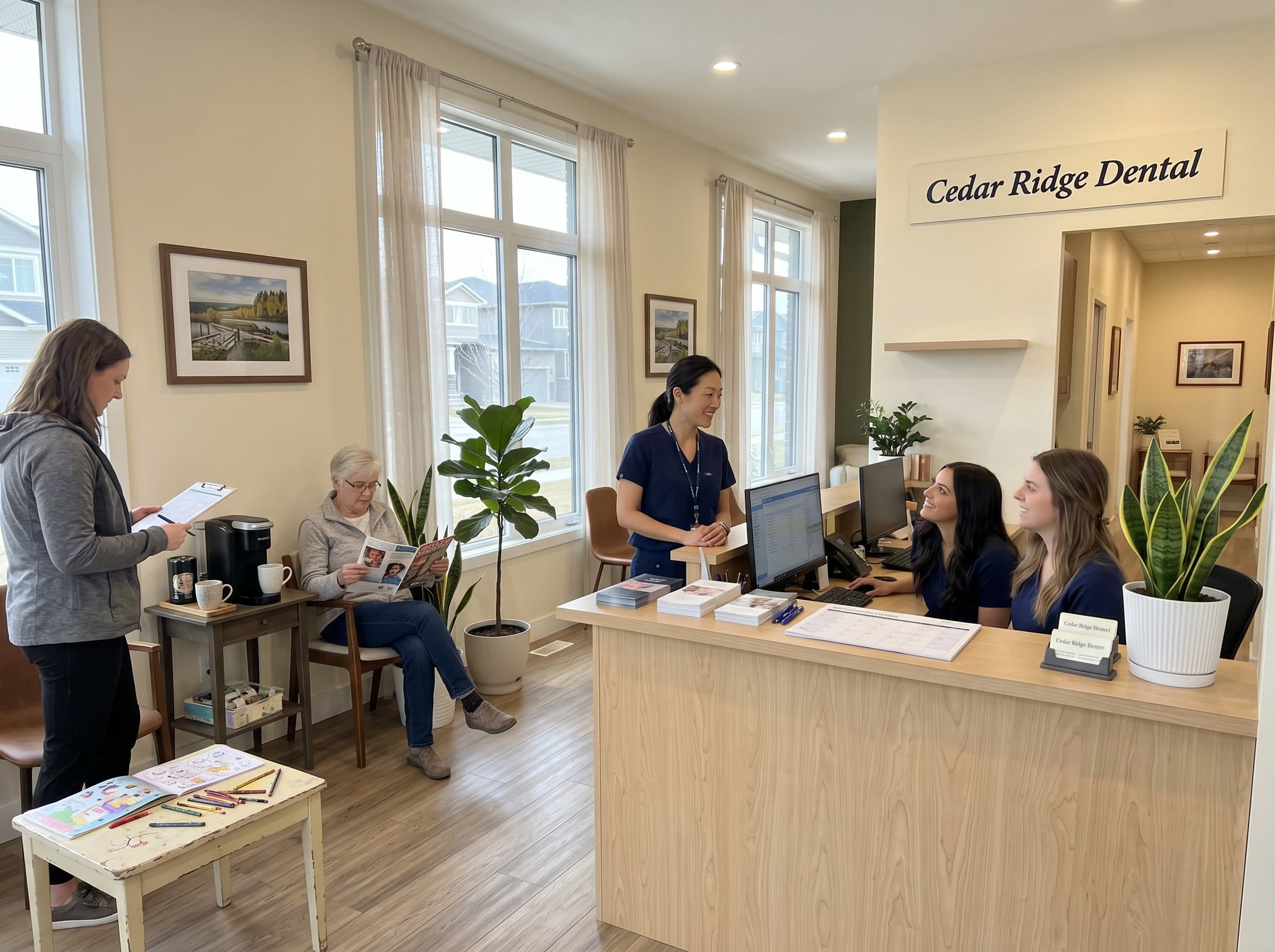 The team & office, a candid moment from the waiting room